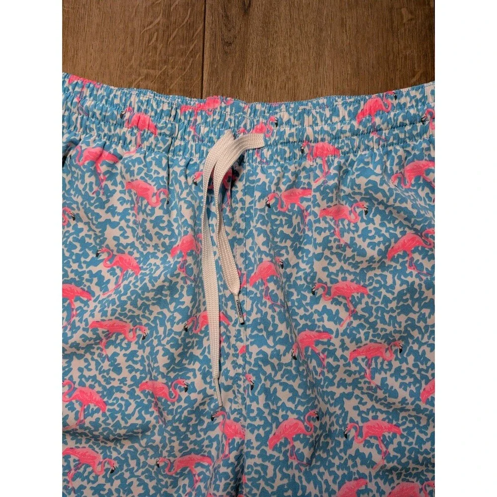 Chubbies Mens Blue Pink Flamingo Print Swim Trunks 5 Inch Inseam Medium M